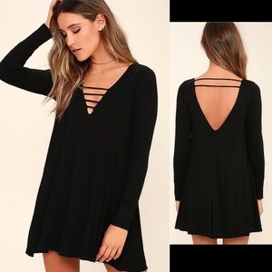 Lulus Lucy Love Great Day Black Swing Dress